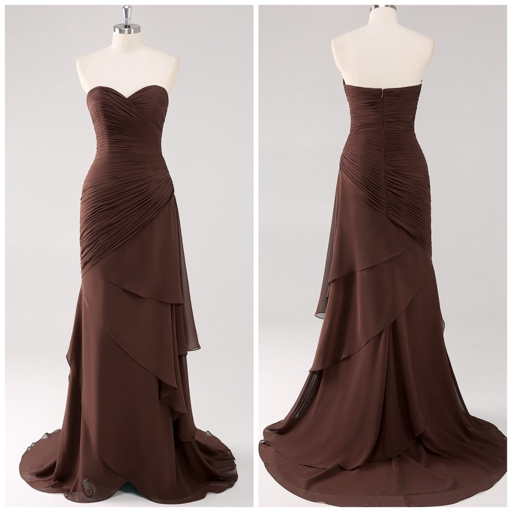 Sweetheart Ruched Ruffled Long Formal Dress
